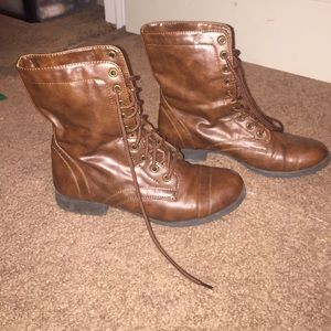 Brown combat boots