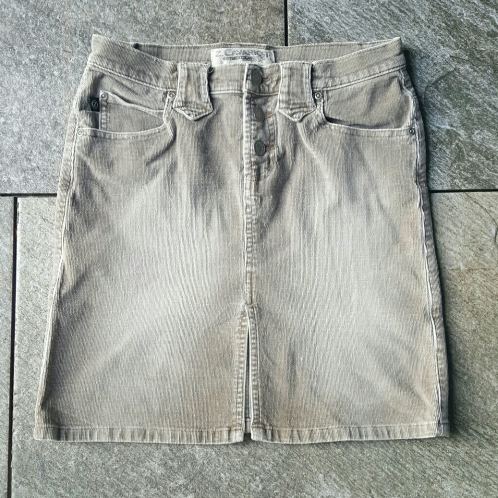 Tan Mini Skirt with Front Slit