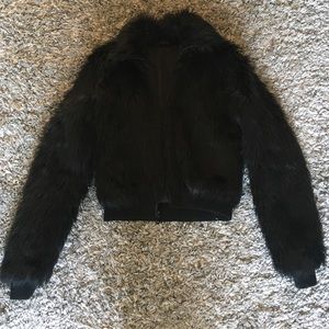 Faux fur black fitted jacket
