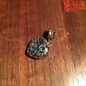 Silver Heart Filigree with blue stones Pendant