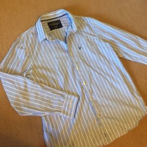 AEO Men's Button Down Shirt Blue/White - XL