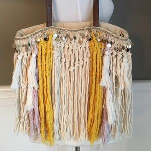 Anthropologie Jasper & Jeera Boho Fringe Tote