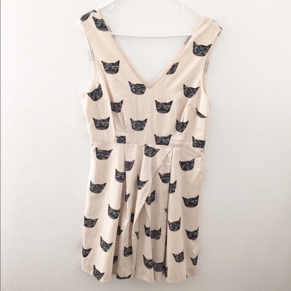 ANTHROPOLOGIE kitty print dress, size 10.