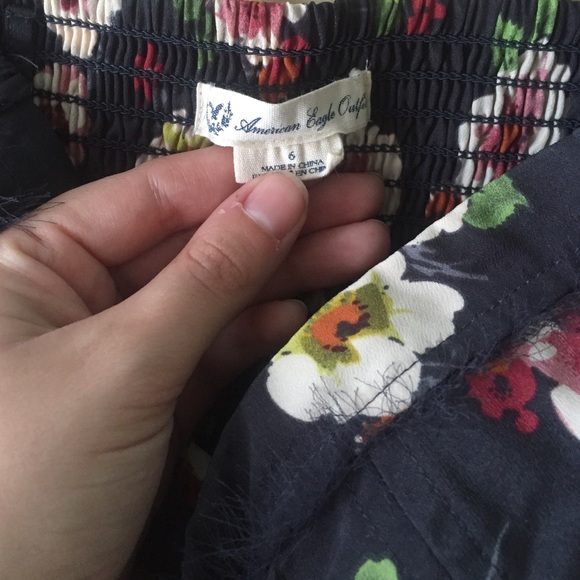 American Eagle Floral Strapless Navy Dress - Picture 3 of 4