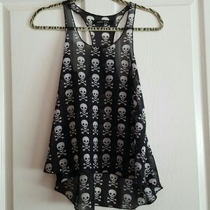💗~SOLD~💗 Skull crossbones see-through tank top