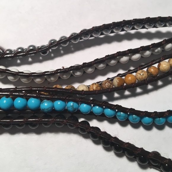 5 Layer Genuine Brown Leather Wrap Bracelet - Picture 2 of 2