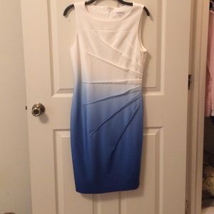 NWOT Calvin Klein blue and white ombré dress.