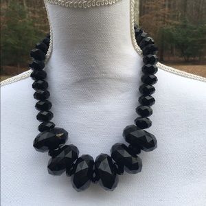 Joan Rivers 38mm Black Faceted Resin Necklace 20"