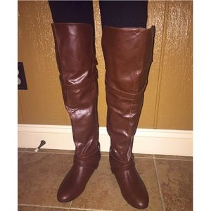 Tall Brown Strapped Up Boots