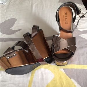 Shoe cult by nasty gal wedge pewter sandals