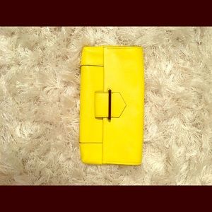 Gorgeous yellow leather clutch w/silver hardware