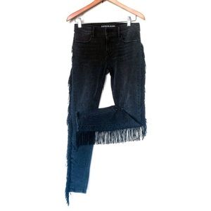 Express fringed black jeans