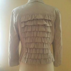 Casual Khaki Blazer With Unique Ruffled Back