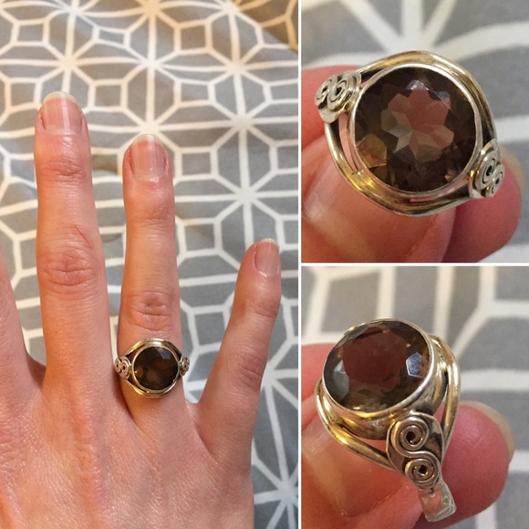 Gorgeous smokey topaz Sterling silver ring