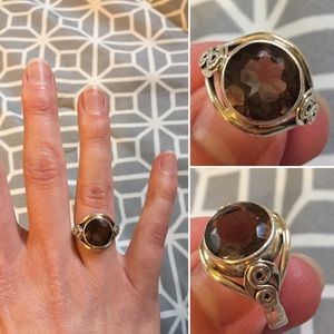 Gorgeous smokey topaz Sterling silver ring
