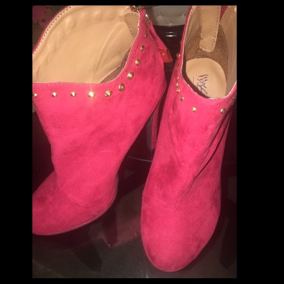 Red gold studded ankle booties