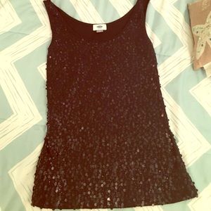 Black matte sequin tank top 🎉