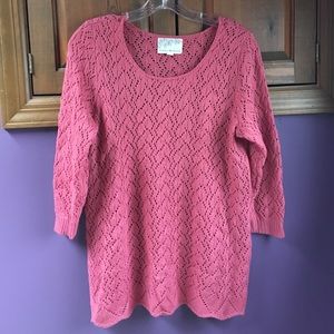 Debbie Morgan Pink 3/4 Sleeve Sweater