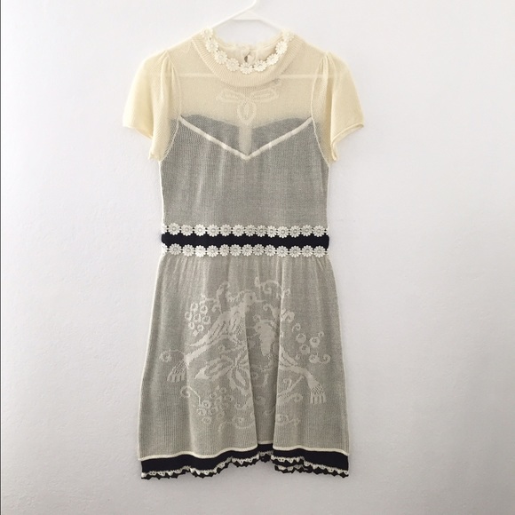 ANTHROPOLOGIE cotton lace overlay dress