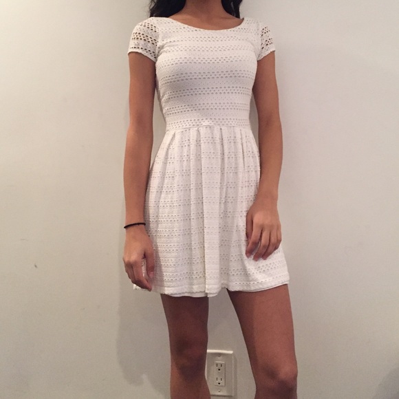 White aqua dress with semi open back