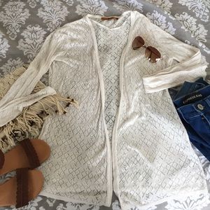 white knit lace cardigan