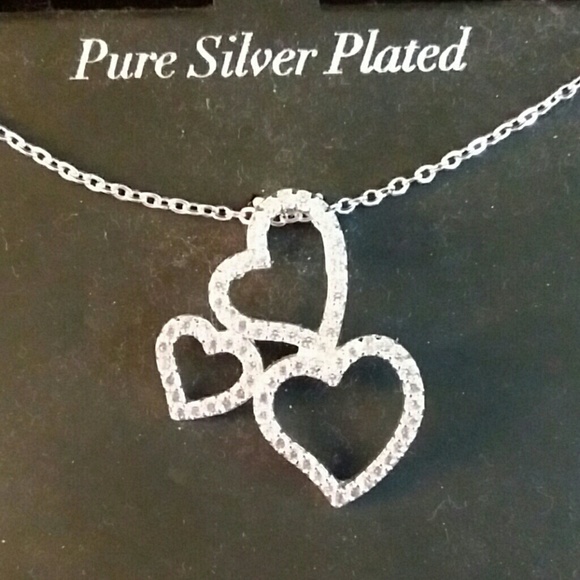 Triple heart pure silver plated necklace - Picture 4 of 4