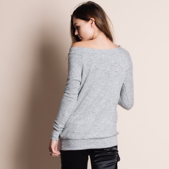 1DAYSALE Off Shoulder Soft Fuzzy Sweater Top - Picture 3 of 3