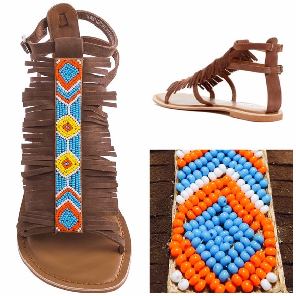 Coconuts x Matisse Brown Fringe Suede Beaded Boho Sandals Size 7 NEW - Picture 3 of 4