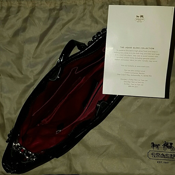 Sold 😢SUPER LUX!!! COACH LIQUID GLOSS SLIM TOTE - Picture 4 of 8