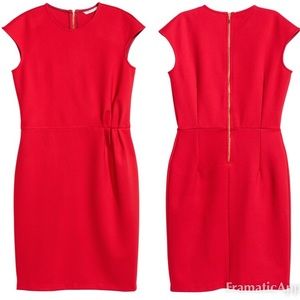 New H&M XS Red jersey Short Dress w/ waist pleats