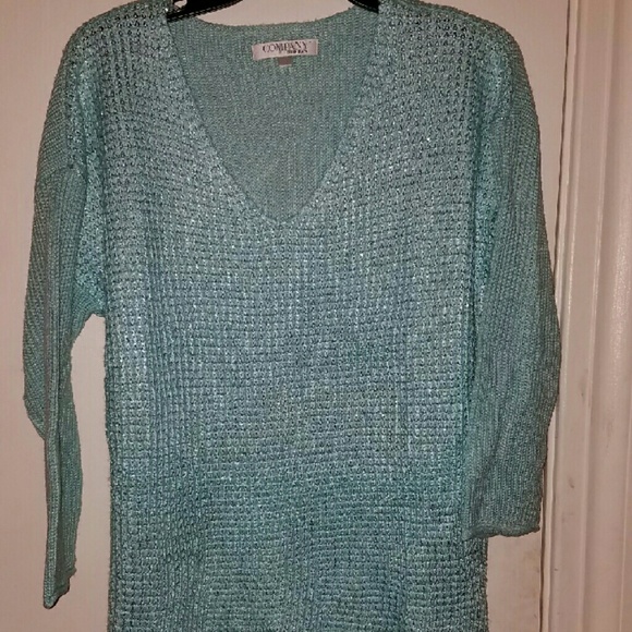Light Teal sequin vneck sweaters sizes L & XXL
