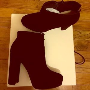 Aldo black suede booties.