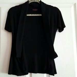 Black short sleeve cardigan with pockets