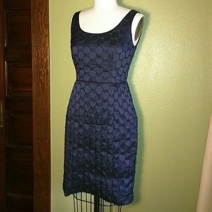 Anna Sui black and navy blue brocade dress