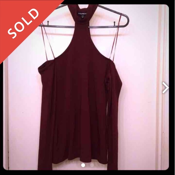 Express Burgundy Cold Shoulder Top