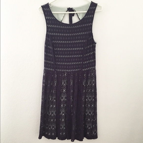 ANTHROPOLOGIE navy eyelet dress