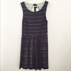 ANTHROPOLOGIE navy eyelet dress