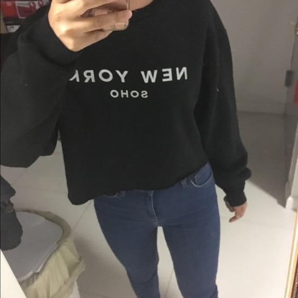 Brandy Melville cropped black sweatshirt