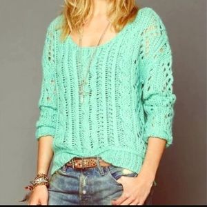 Free People Chunky Knit Sweater - Mint Green