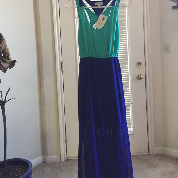 New with tags turquoise and purple maxi with slits