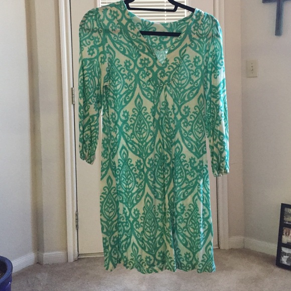 Green and cream swimsuit coverup