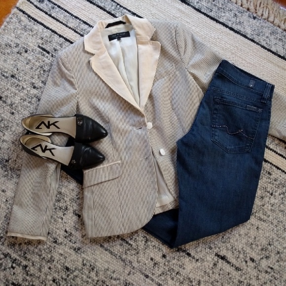 rag & bone Jackets & Blazers - Rag & Bone striped cotton/linen blazer
