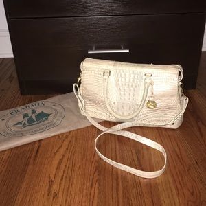 Brahmin Cream Leather Tote with Crossbody Strap