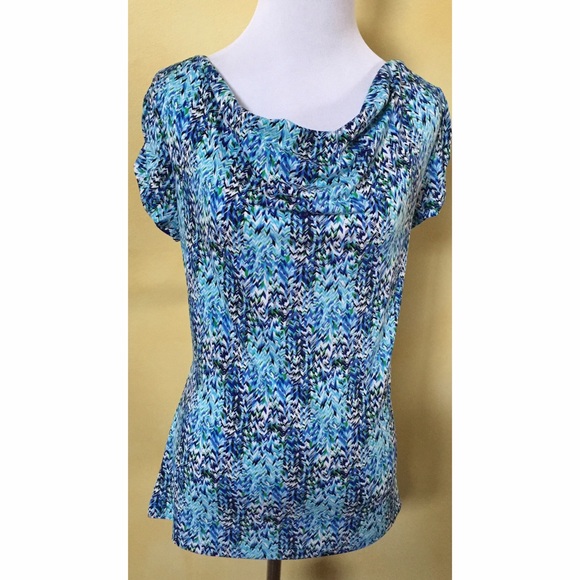 Tahari short-sleeved Drape Neck Short Sleeve Top - NWT - Picture 1 of 4