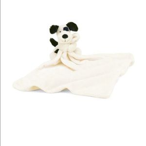 Jellycat bashful black and cream puppy soother.