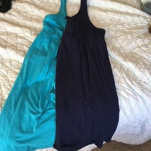 Pair of blue babydoll tshirt tank dresses