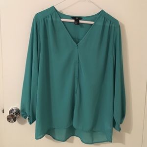 Teal button down blouse