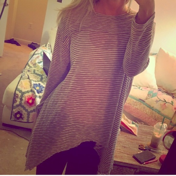 Nu Label Tops - Nu Label Tan & White Striped Top