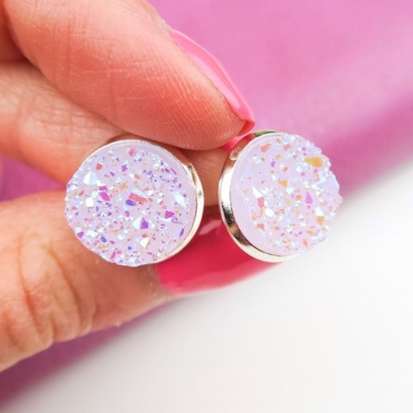 Confetti Sparkle Druzy Spring Earrings - Picture 2 of 2