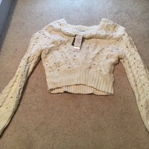 Crop knitted sweater